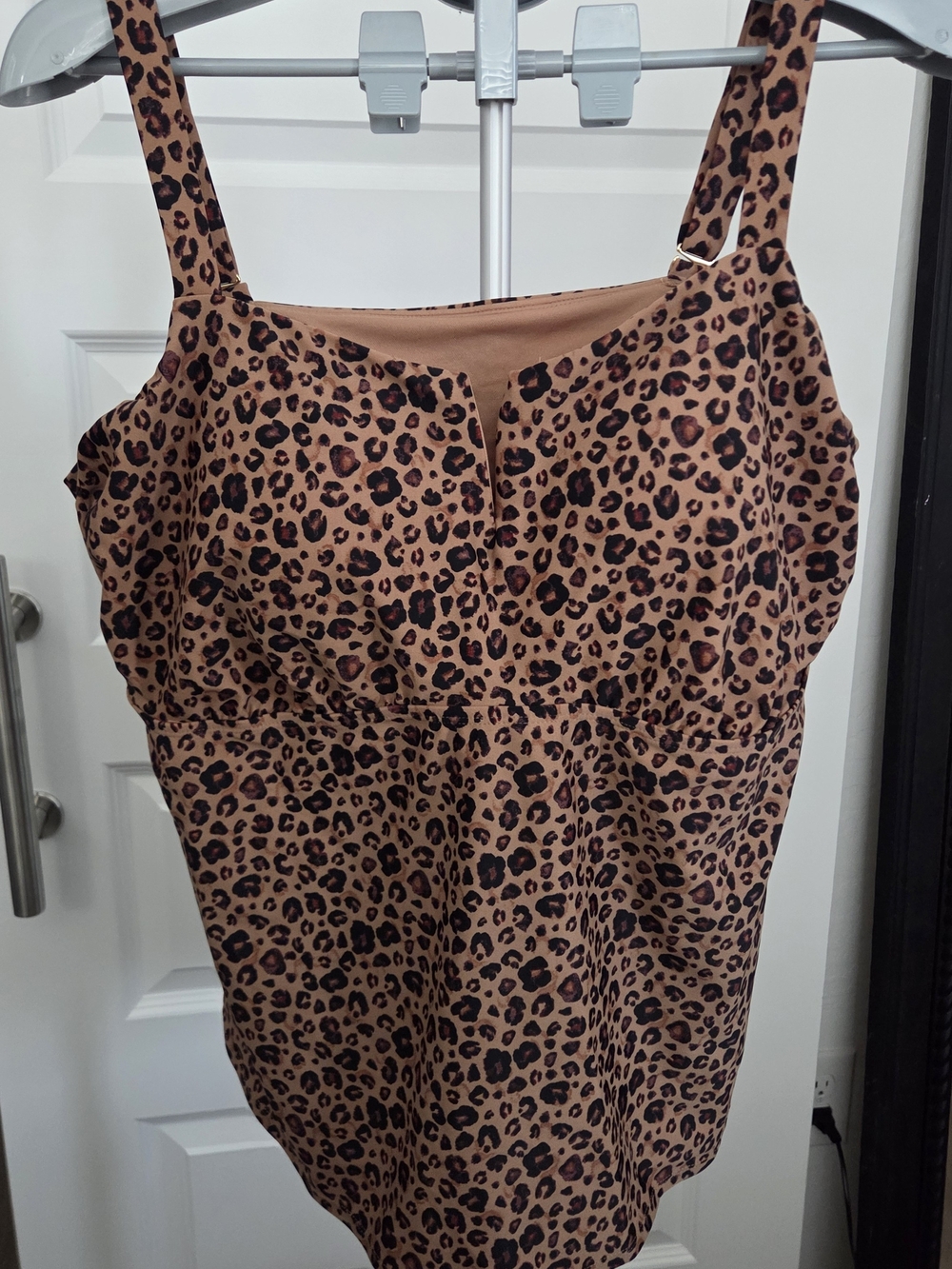 Shade & Shore Leopard-Print Swim Cami Top 2X